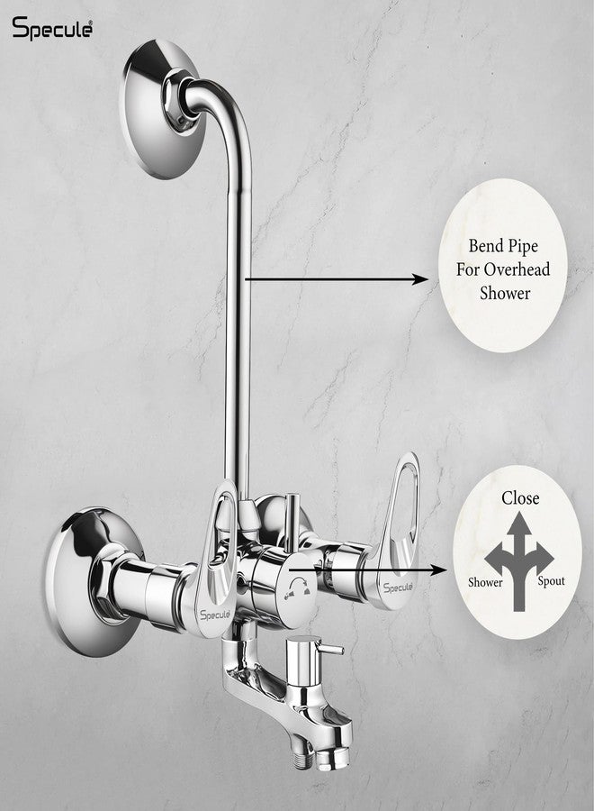 Specule Opel Series Brass, 3-in-1 bathroom Mixer | With Overhead Shower Head Set | Hand Shower Set With 1.5 Meter Hand Shower Pipe | Bathroom Shower Set | Wall Mixer (Chrome) (Complete Set) - Image 4